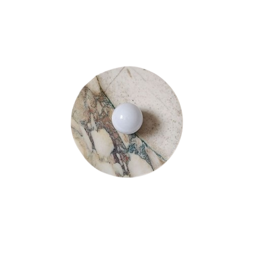 Round Calacatta marble wall light with glass globe