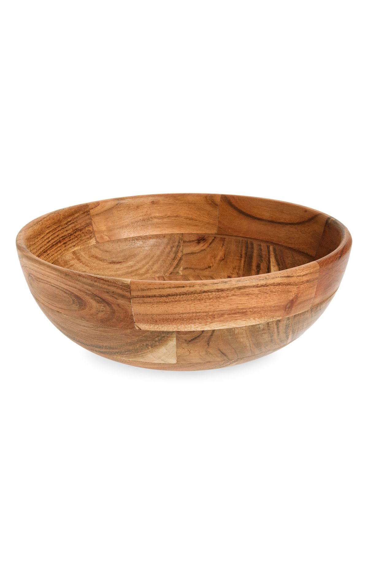 Round acacia wood salad bowl