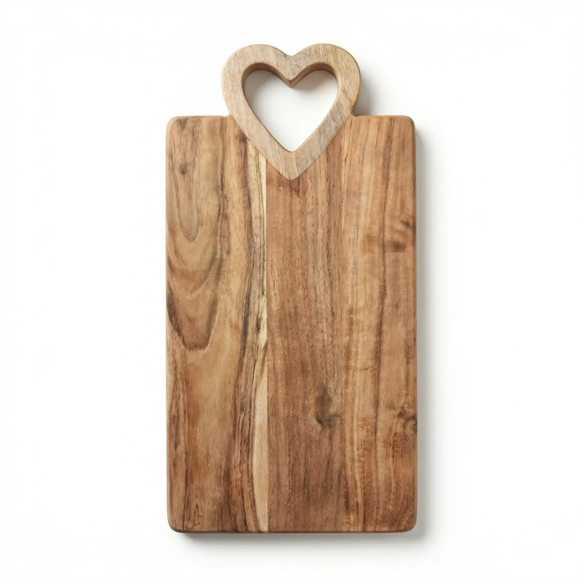 Acacia wood chopping board with heart-cut handle